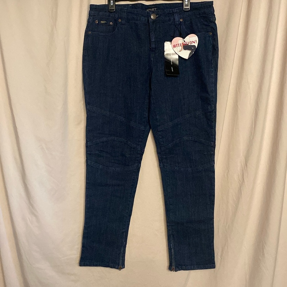 NWT Apart Ankle Zipped Skinny Jeans, Size 14 Color Denim Blue